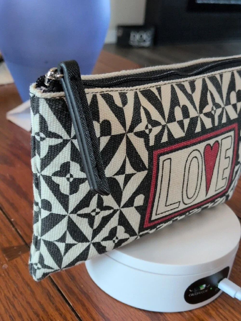 Brighton LOVE Zip Pouch with Black & White Pattern